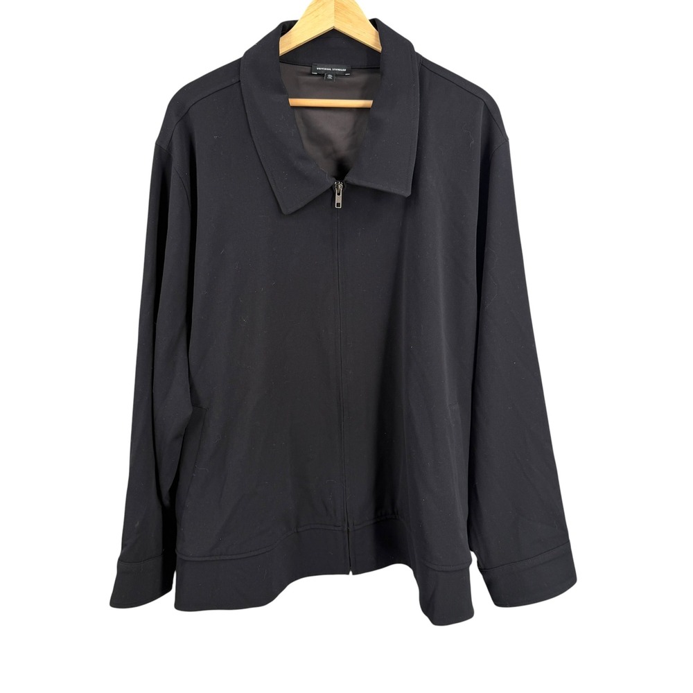Universal Standard Bomber Jacket Size XL 26/28‎ Black Full Zip Lined Stretch